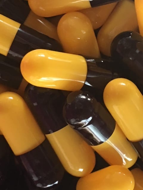 size 0 yellow and black empty gelatin capsules
