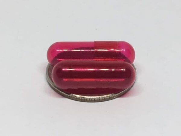 translucent red- size 0- gelcaps