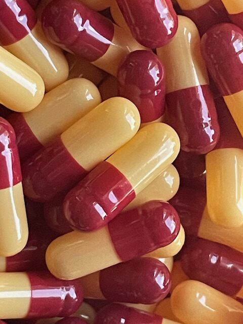 Red Maroon and Yellow Size 4 Empty Gelatin Capsules (Gelcaps)