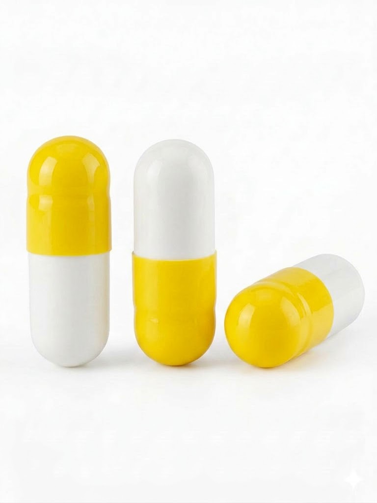 Yellow and White Size 4 Empty Gelatin Capsules (Gelcaps)